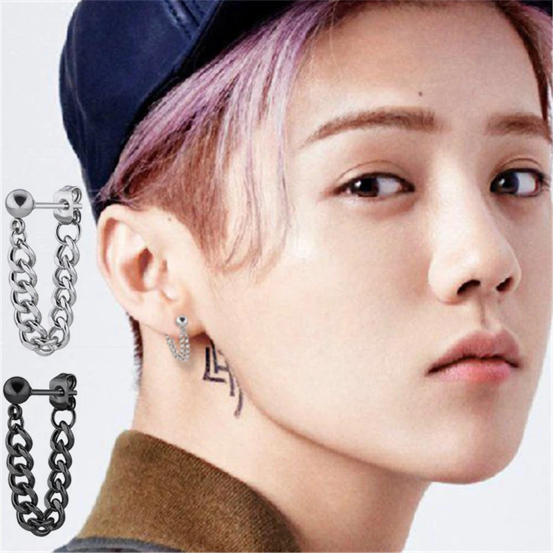 KPOP pendientes de acero inoxidable con de V hombre, coreano, punk, 2018| | - AliExpress