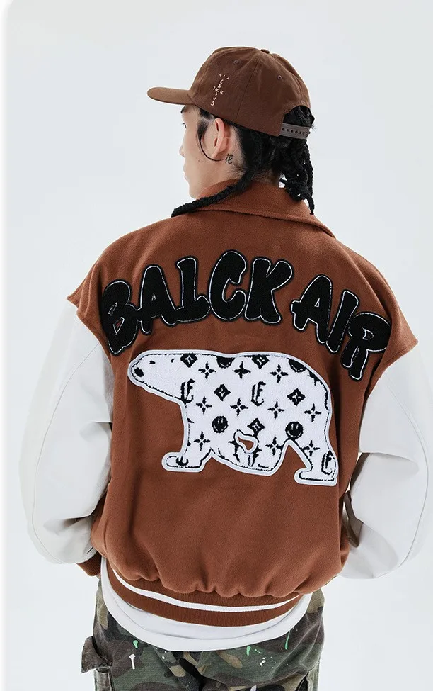 Varsity Jacket Mens Furry Letters Embroidery Color Block College Jackets Womens Hip Hop Harajuku Baseball Coats Unisex Korean