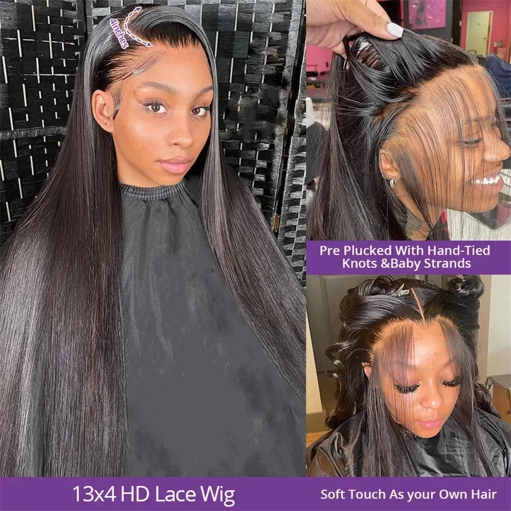 13x6 13x4 Straight 250% Density Hd Transparent Lace Frontal Wig Brazilian 20 42 Inch Lace Front Human Hair Wigs For Black Women 2