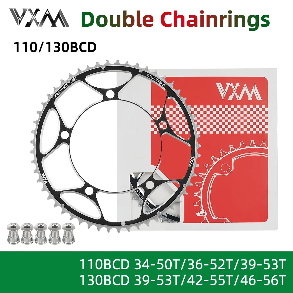 

VXM Bicycle Double Chainring 110/130BCD 34T 50T 36T 52T 39T 53T Road Bike Crankset Riding Disc Chainwheel Folding Bike Disc