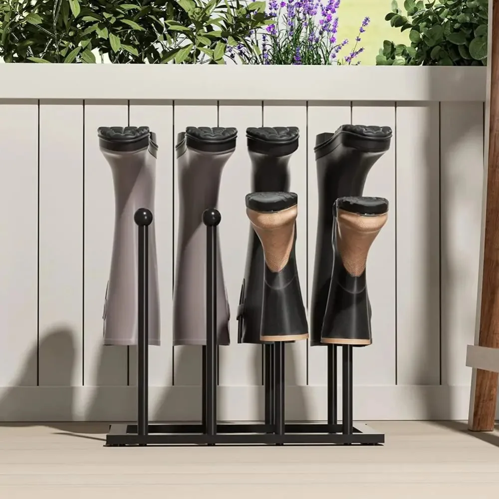Tall Boots Storage Rack Black Standing Modern Style Shoe Shelf Housewear Supply Rain Shoes Support Frame Storage Organizer Rack