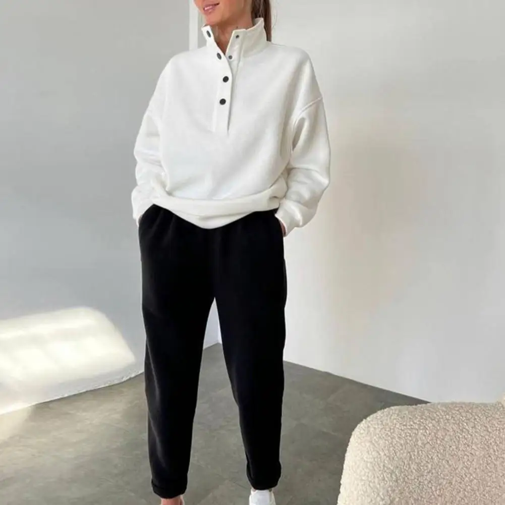 

Breathable Women Tracksuit Women's Solid Color Stand Collar Sweatsuit Set for Autumn Winter Gym Fitness Two Piece Workout