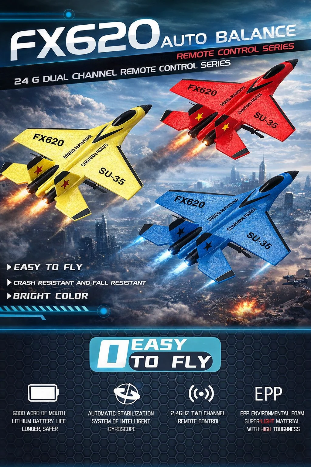 SU35 RC 비행기 F22 K500 MAX RC 전투기 2.4G 무선 조종 폼 글라이더 항공기 FX620 EPP 폼 비행기 어린이용 장난감