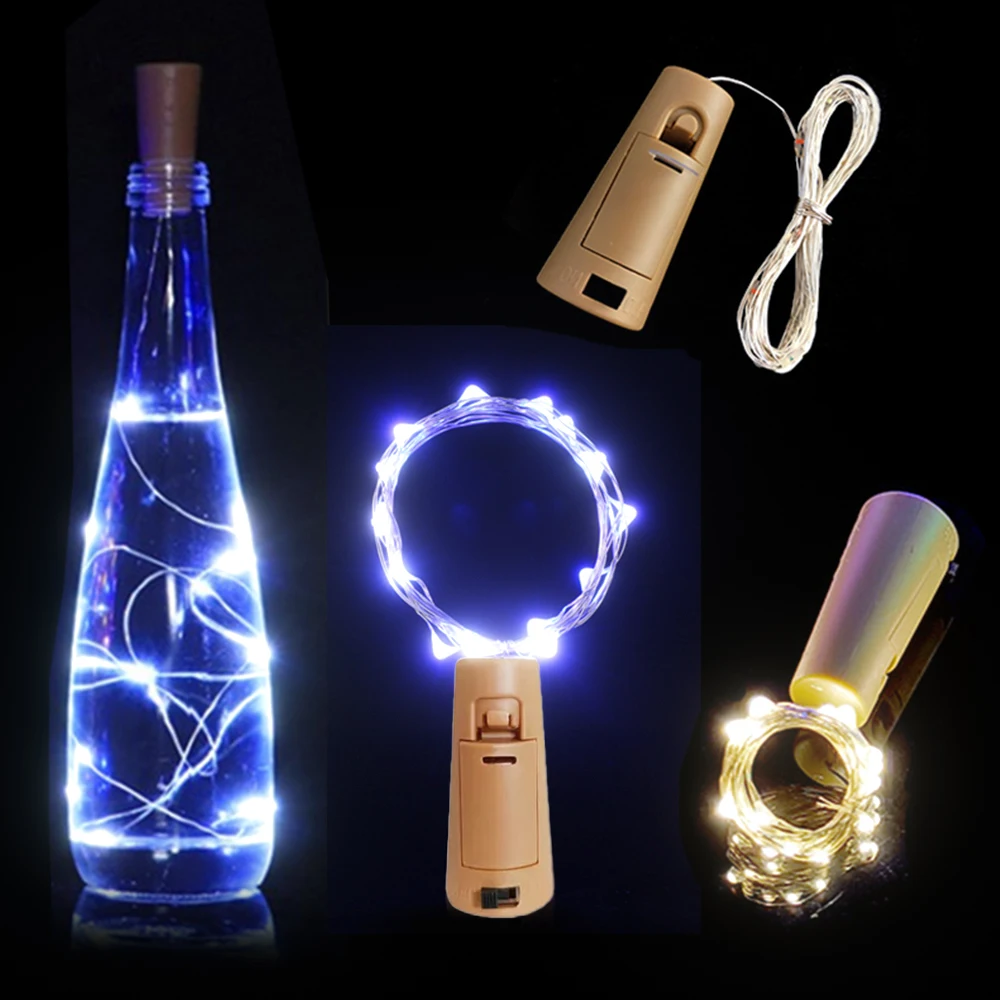 Wine Bottle Lights with Cork LED Shape Silver Wire Fairy Mini String for DIY Party Decor Christmas Wedding Bar |