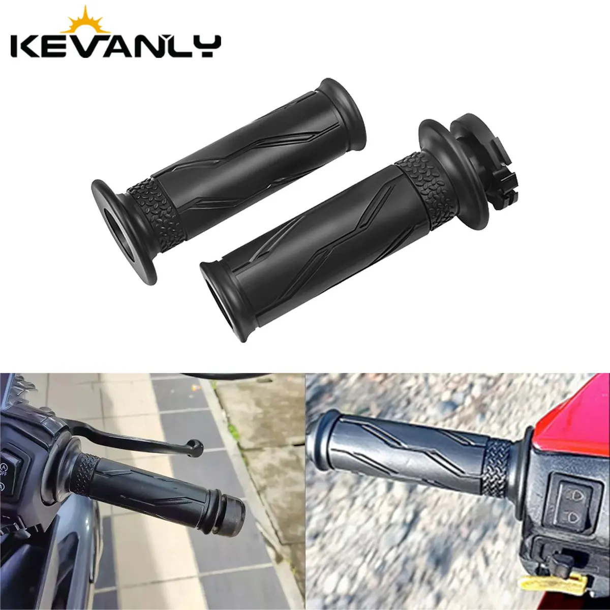 7/8" 22mm Motorcycle Hand Grips Rubber Gel Grip with Bar End Plug for Honda Kawasaki Yamaha Ducati Suzuki BMW Vespa Aprilia