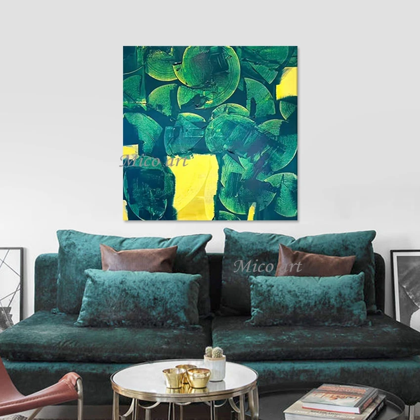 

Living Room Decoration Abstract Frameless Art Canvas Handmade Oil Painting Wall Modern Green Artwork Wholesale Of 3D Picture