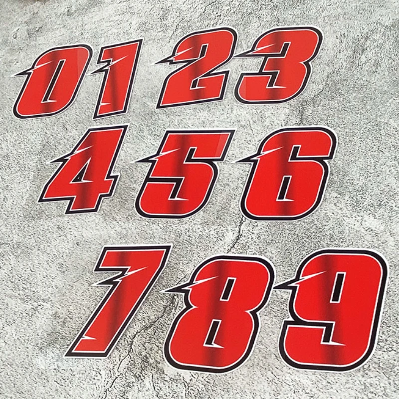 0To9 Creative Number Scooter Stickers Waterproof DIY for Motorbike Fuel Tank Front Fairing Side Panels Decoration Vinyl Decals