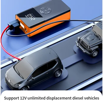 Batteria per auto portatile Avviatore Compressore d'aria Schermo LCD Power Bank Pompa di gonfiaggio per pneumatici wireless per auto Powerbank