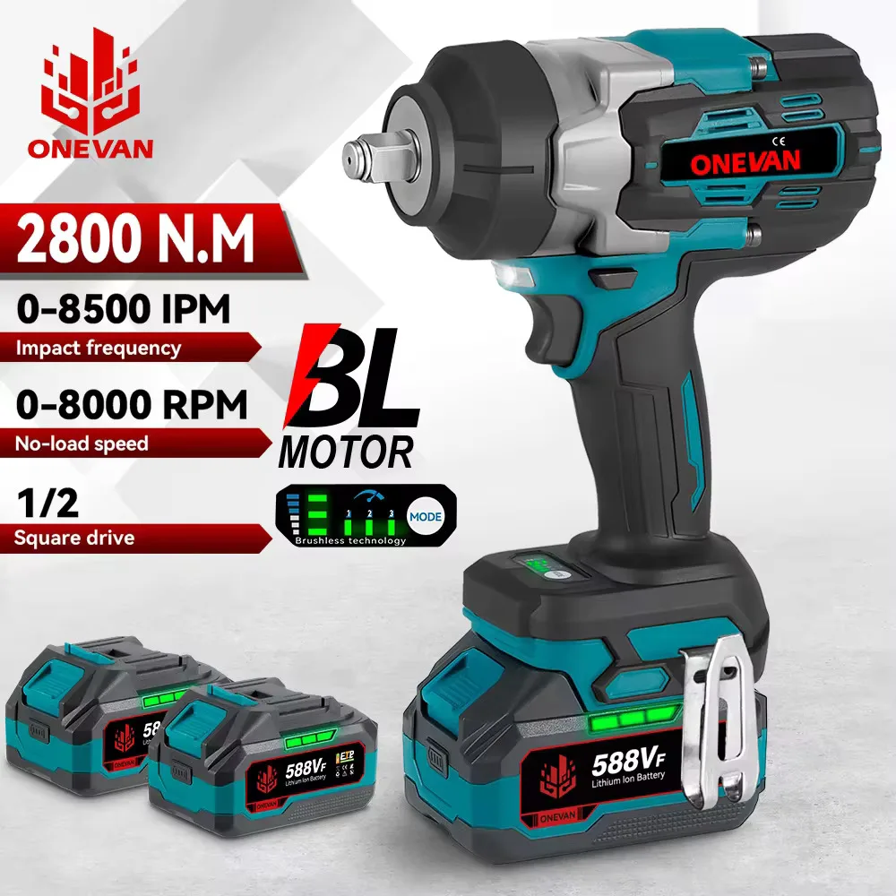Impact Wrench ONEVAN 2800N.M Torque Brushless Electric 5 Speed Cordless Screwdrive Power Tool For Makita 18V Battery Pin