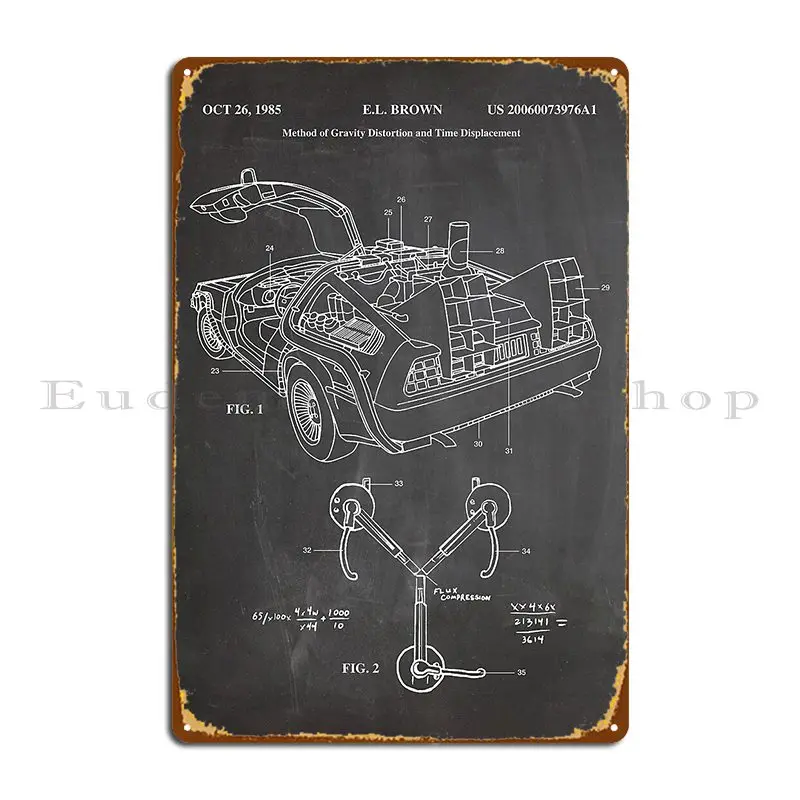 Delorean Time Machine Car Metal Platform Poster Pub Crea Club Design Design Tin Sign Poster