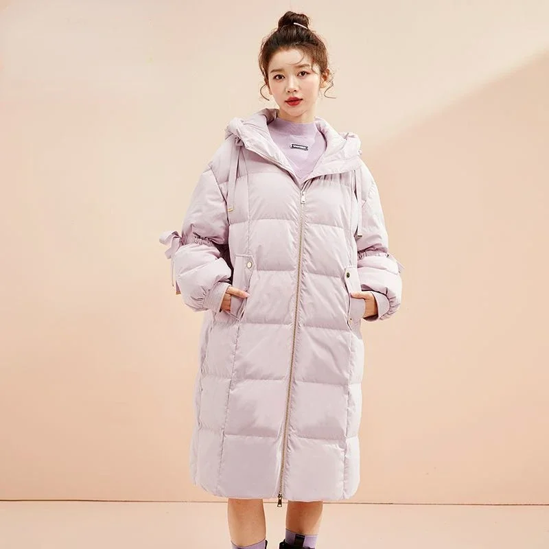 2024 New Women Down Jacket Winter Coat Female Mid Length Version Parkas Loose Large Size Thick Outwear Warm Hooded Overcoat