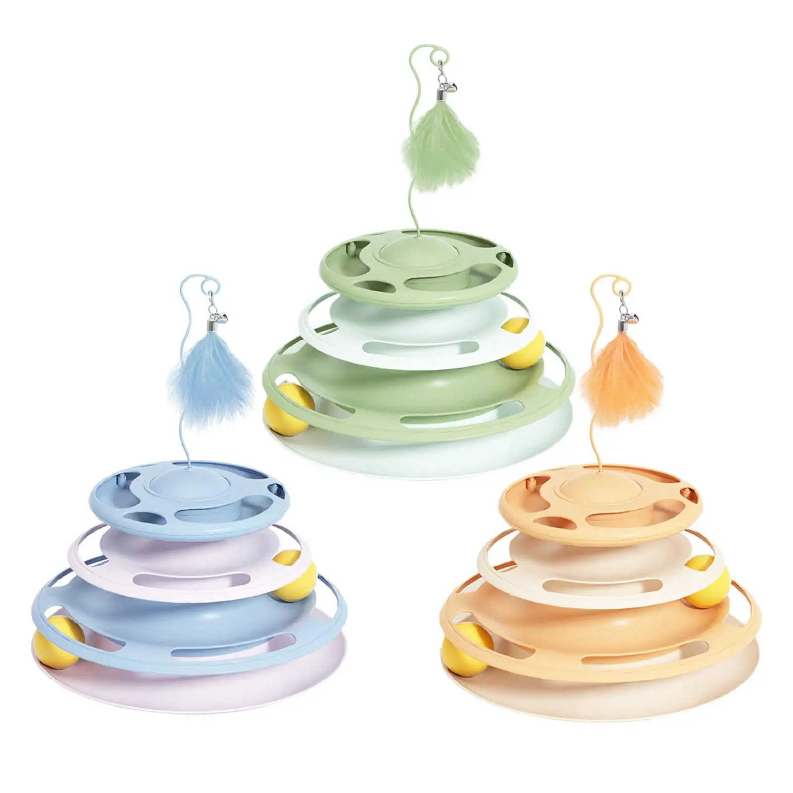 

Игрушечный ролик для кошек для домашних кошек, 3-уровневый тренажер для развлечений, тренировочная игрушка для кошек, блестящая ловушка