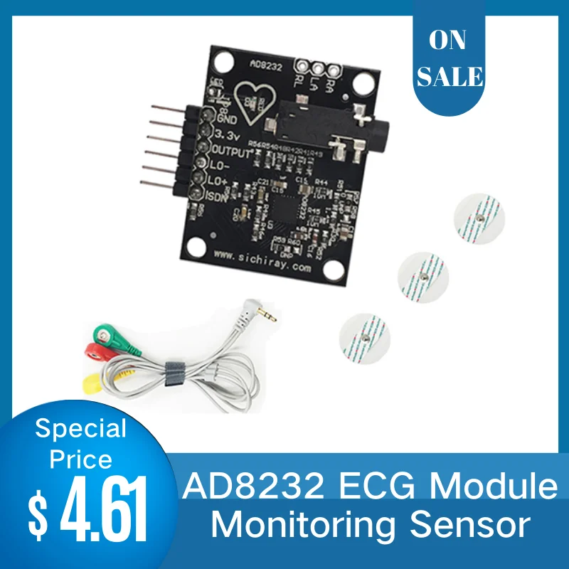 Ad8232 Ecg Module For Arduino Heart Rate Pulse Sensor Measurement ...