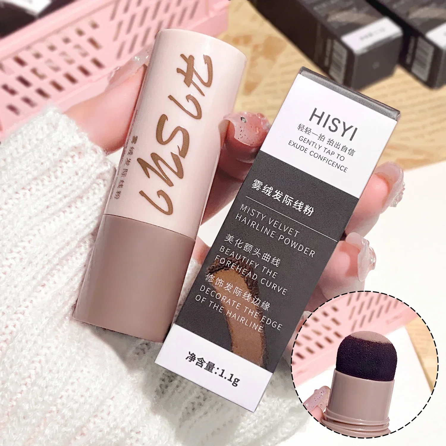 Hairline Shadow Powder Concealer Sponge Pen Fills Hair Roots Waterproof Long-lasting