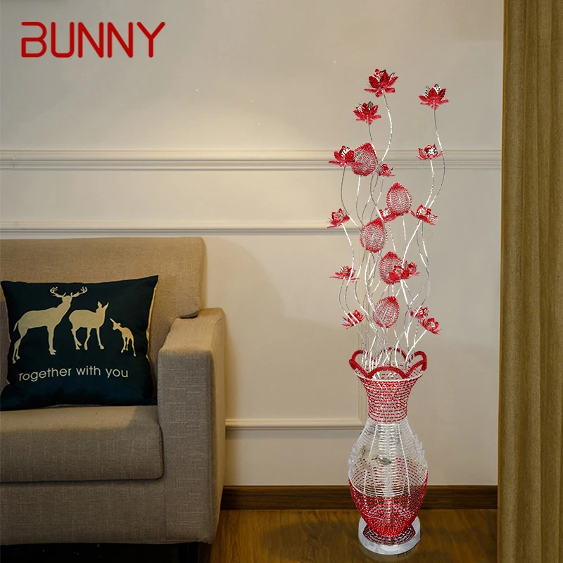 

BUNNY Modern Floor Lamp Fashionable Iiving Room Bedroom Wedding Red Aluminum Wire LED Originality Decorative Standing Light