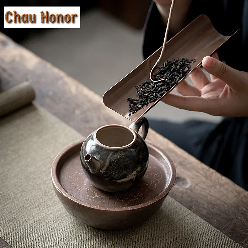 Chinese Red Copper Teaspoon Tea Scoop Spoon Tea Leaves Chooser Holder Tools Kung Fu Tea Set Tea Ceremony Accessories Teaware