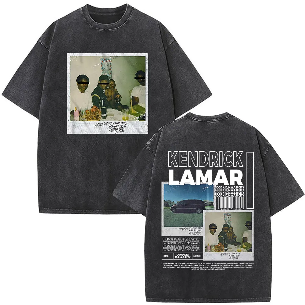 Kendrick Lamar Graphic T Shirt Washed Black Oversized Y2K Rap Tee