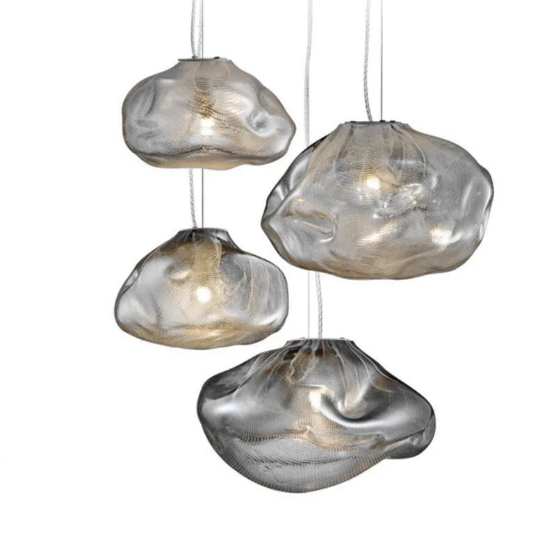 

Postmodern Cloud Shape Amber Clear Gray Glass Chandelier Suspension Lamp Luminaire For Hotel Bar Restaurant Livingroom Bedroom
