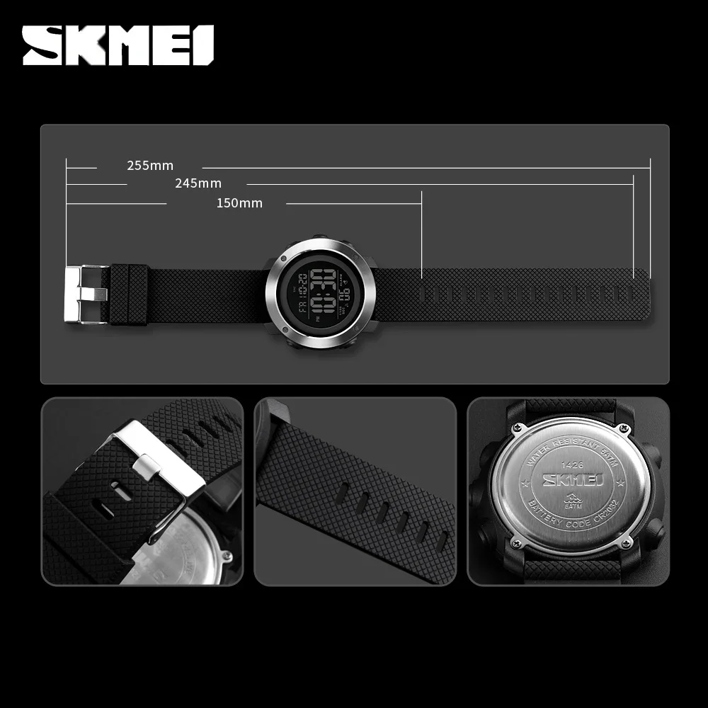 SKMEI 1426 Luxury Digital Watch for Men Sports Waterproof Electronic Mens Wristwatches Stopwatch Alarm Clock 1416 Reloj Hombre 5