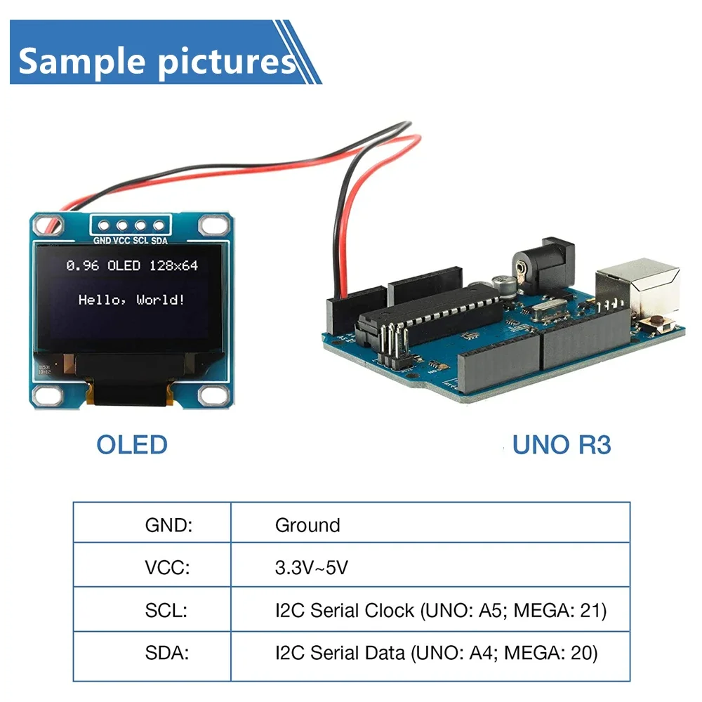 OLED Display Module 0.96 Inch I2C IIC SPI Serial 128X64 SSD1306 LCD 3.3-5V 4 Pin 1-10PCS for Arduino