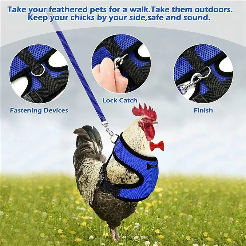 Pet Adjustable Harness Leash for Chicken Puppy Comfortable Breathable Pet Vest for Small Dogs Duck Goose Training Accessories