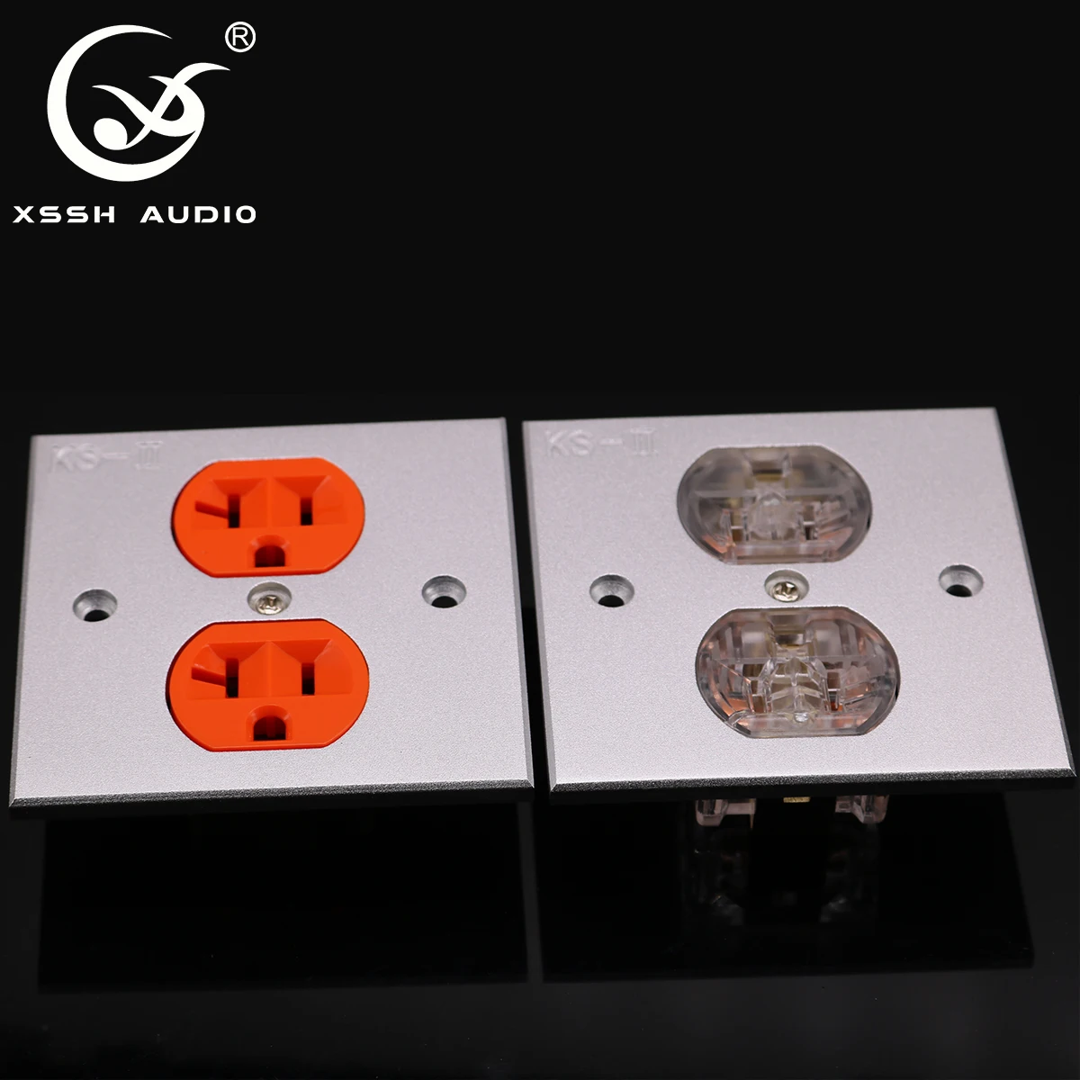 XSSH 2*US KS-II # Power Connector Hi-end DIY HIFI Copper Plated 24k Gold 20amp 20A 125V Aluminium Plate Electric Outlet Socket