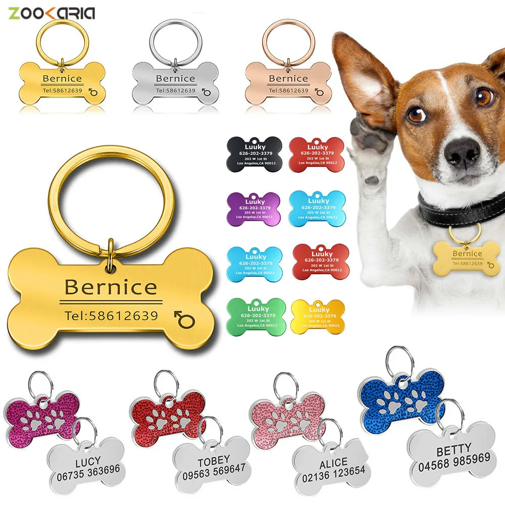 AEAP Personalizado Collar de Hueso Etiquetas de identificación Grabado para la Pequeña Mediana Perros Regalo Libre de Bell XS S Collares de Perro de Encargo del Gato Cachorro 