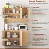 70.9" Kitchen Pantry Cabinet w/ Microwave Shelf,Rattan Freestanding Storage Cabinet w/ Charging Station,Sideboard Buffet Cabinet 3
