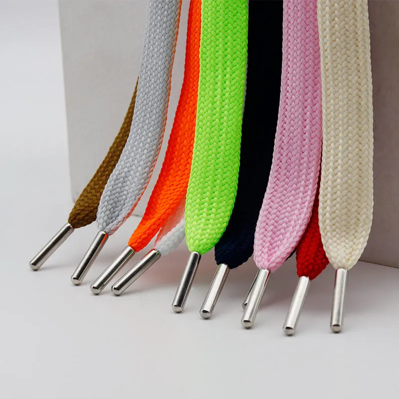 Coolstring Extra Wide 18mm Flat Laces with Silver Metal Aglets Solid Color Thick Bulky Shoelace for Cordones McQ Low High Shoes