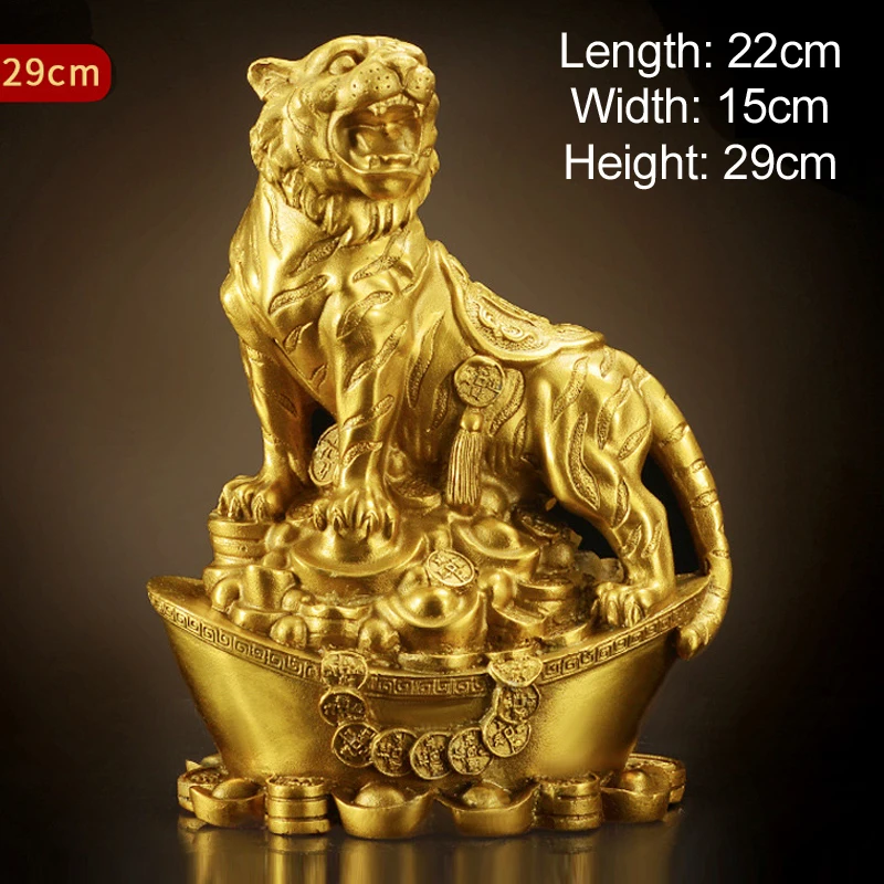 Metal Brass Tiger Sculpture Ornaments, Home Office Desk Living Room Bedroom Decorations, Copper Craft, Mountain Tiger Decor, 1Pc