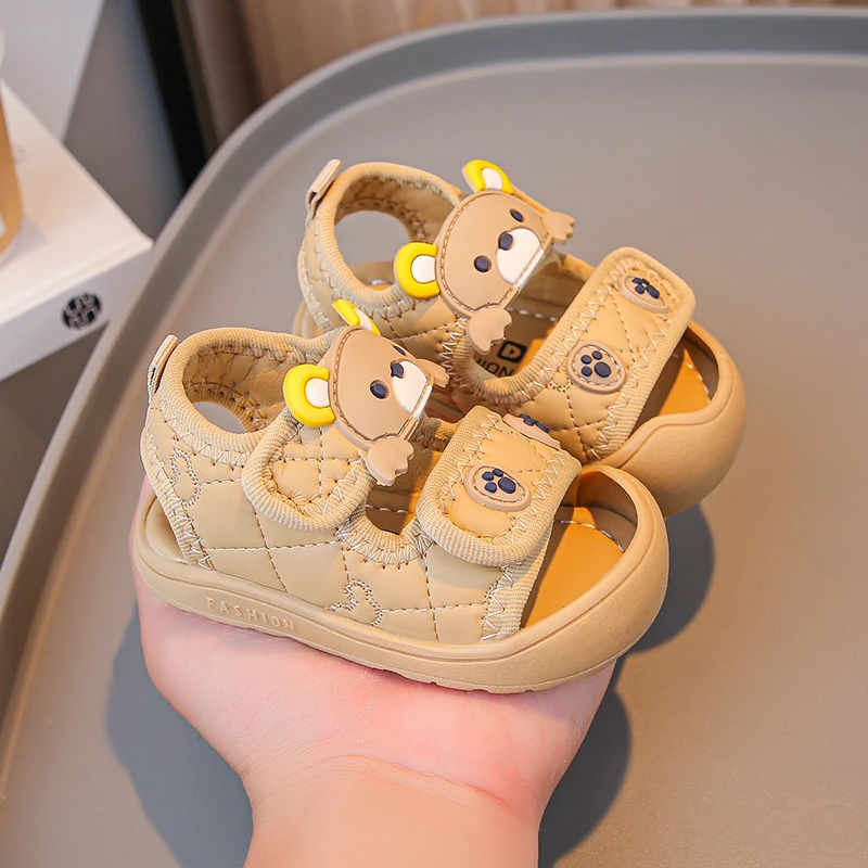 Simple Cute Newborn Baby Toddler Sandals Cartoon Bear Casual Children Sandal Boy Girl Baby Soft Comfortable Kick Resistant Shoes