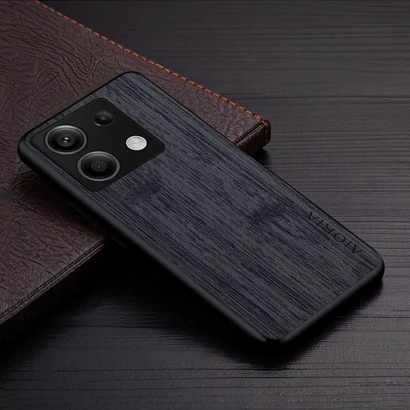 Luxury Bamboo Wood Pattern Leather Phone Case - Elegant Protection Cover
