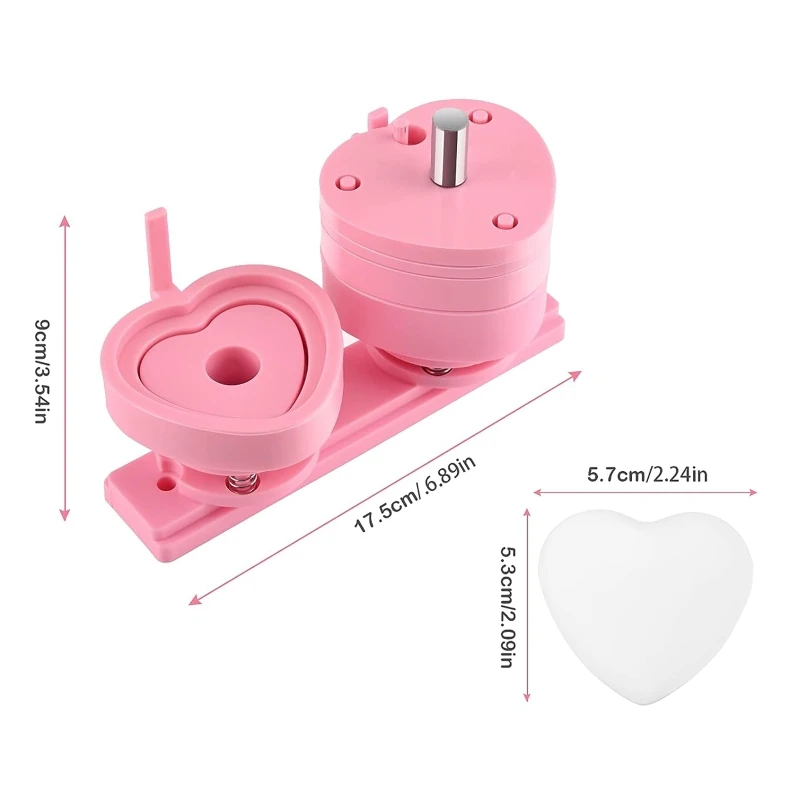 57*53mm Pink Button Badge Maker Machine Interchangeable Die Mould Heart Shape Badge Punching Die DIY Badges Gifts Green