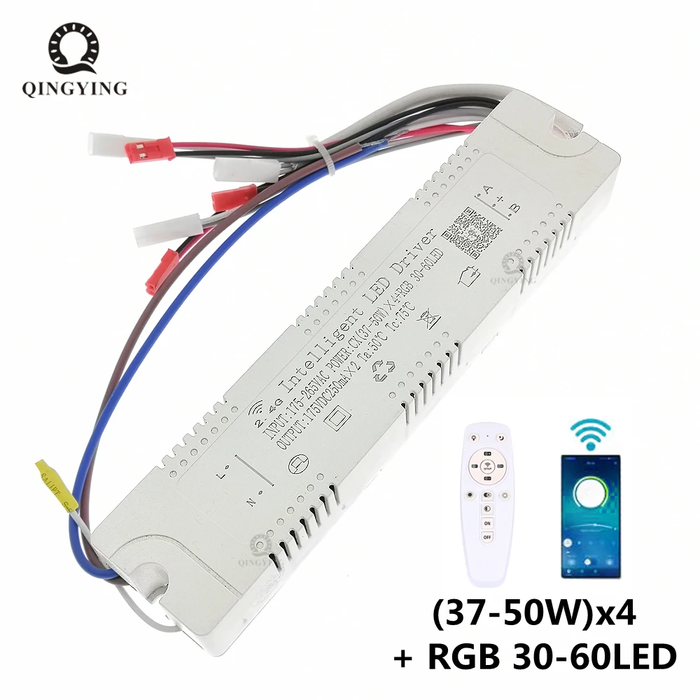 1pcs (37 50W)x4 + RGB 30 60LED 2.4G Remote & APP Intelligent LED Driver ...