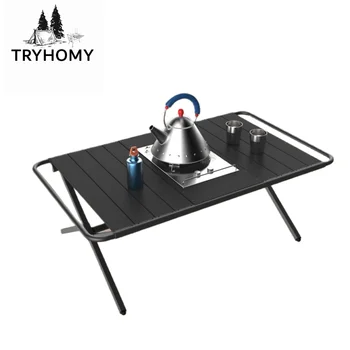 Tryhomy 캠핑 에그 롤 테이블, 야외 바베큐 피크닉 IGT 테이블, 스플라이스 가능한 알루미늄 합금 테이블, 휴대용 접이식 오믈렛 테이블