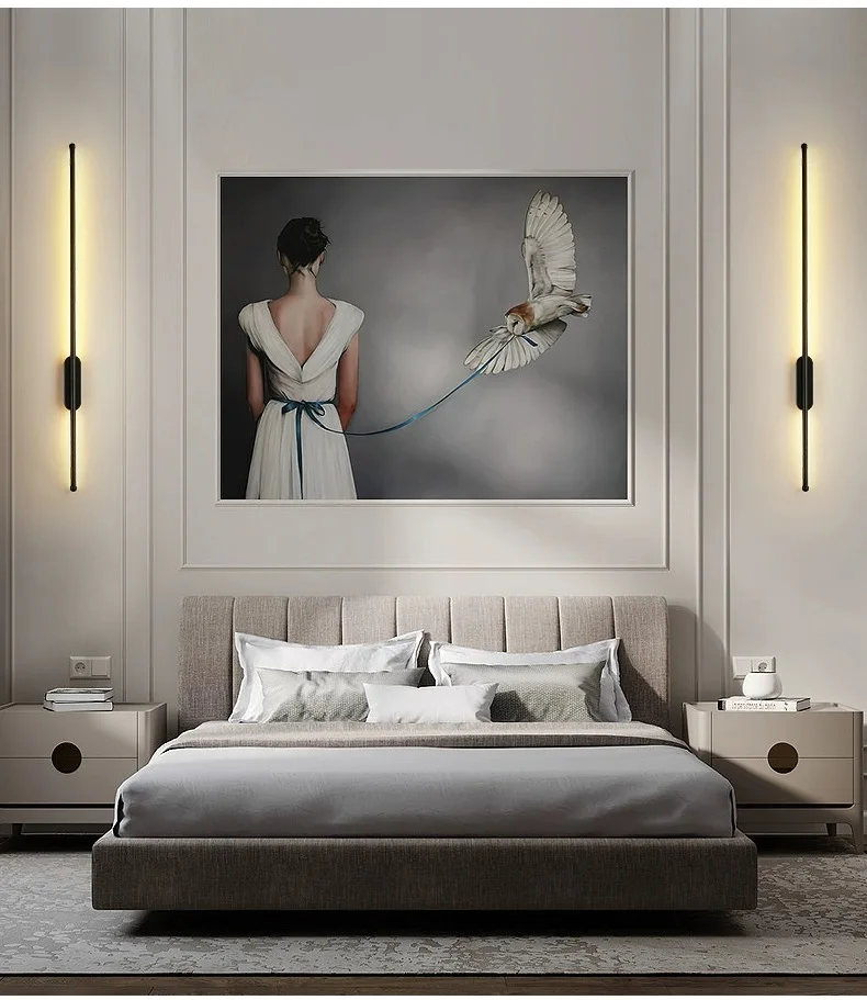 Modern LED Light Luxury Wall Lamp Nordic Creative Simple Aluminum Line Lamp Suitable Decoration Bedrooms Living Rooms Lighting