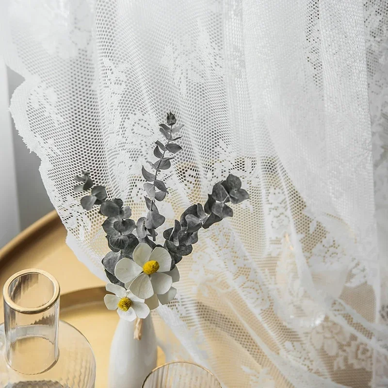 Sheer Curtains For Living Room Bedroom Window INS Pastoral French Lace Tulle Curtain Drapes Home Decor sheer curtains,window curtains,decor curtains,lace curtains,light filtering curtains