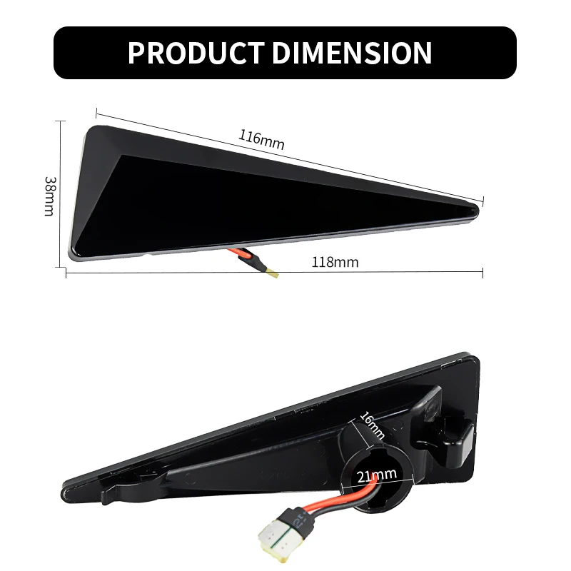 2 LED Frecce Dinamiche Laterali Per Renault Avantime/Espace/Megane/Scenic, 18 LED, Ambra, Nero