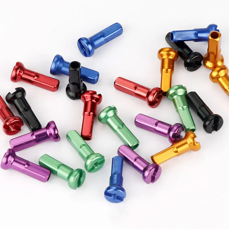 Bike Spokes Nipples 100pcs Bicycle Spoke Nipples 14G 14mm 2mm Dia MTB Road Bicycle Wheel Caps Colorful Bike Nipple Spoke Protector
