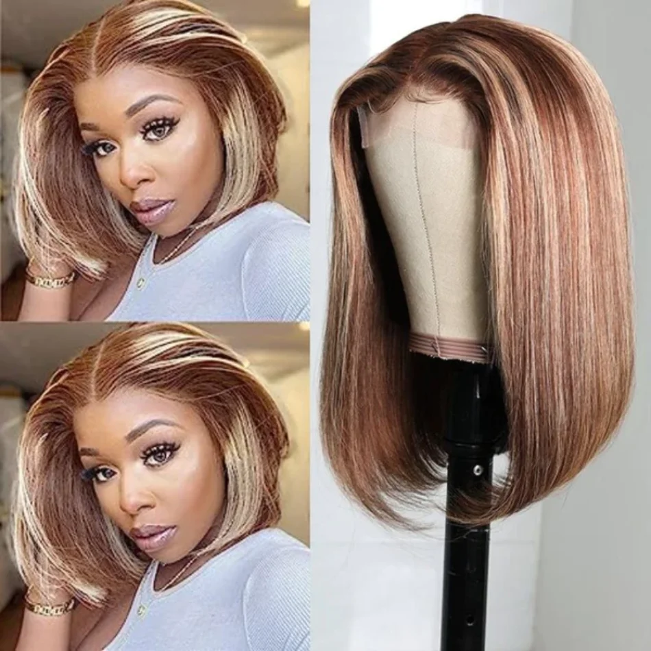 

UNice Hair Wear Go Wig Short Bob Honey Blonde Highlight Color 6x4.5 Lace Closure Glueless Human Hair Wig for Women Virgin Hair