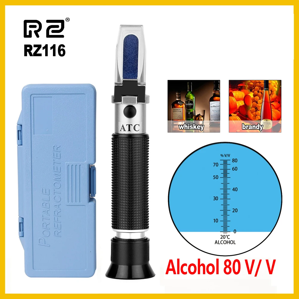 Alkohol Refraktometer Handheld 0-80% ATC Geistern Tester Meter  Alkoholometer Schnaps Wein Inhalt Tester Ohne Box