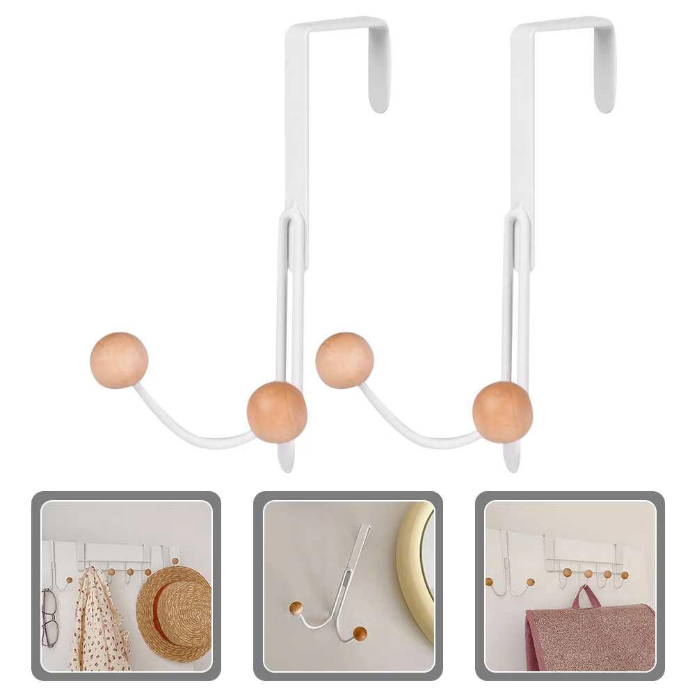 

2 Pcs Creative Wooden Goal Hook Organizer for Kitchen Door Hanger Hats Heavy-duty Over Cabinet Clothes Hanging Tissues