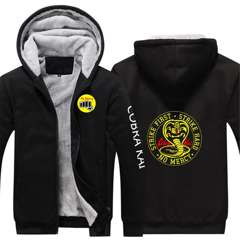 

2023 New Men's Cobra Kai Printing Fashion Winter Thicken Warm Cotton Tracksuit Hoodies High Quality Casual Jacket Zipper Coat