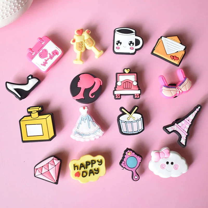 CSBL Shoe Accessories Removable Shoe Ornament Shoe Buckle Cute Cartoon Girl Eva Sandals PVC Crocses Charm Kids Women