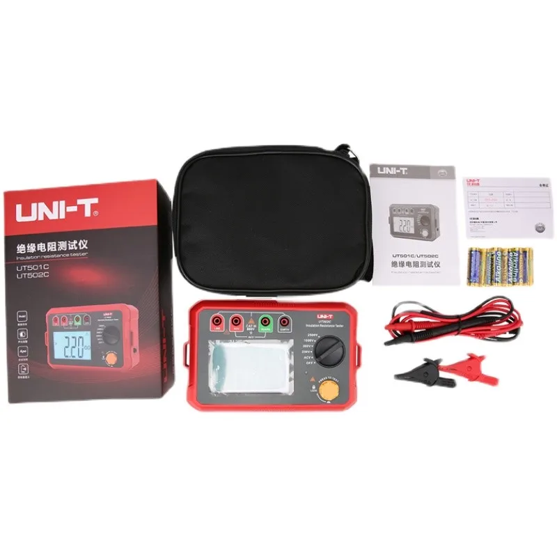 UNI-T UT502C Insulation Resistance Tester Auto Range 2500V Earth Ground Resistance Voltage Tester Megohmmeter Backlight
