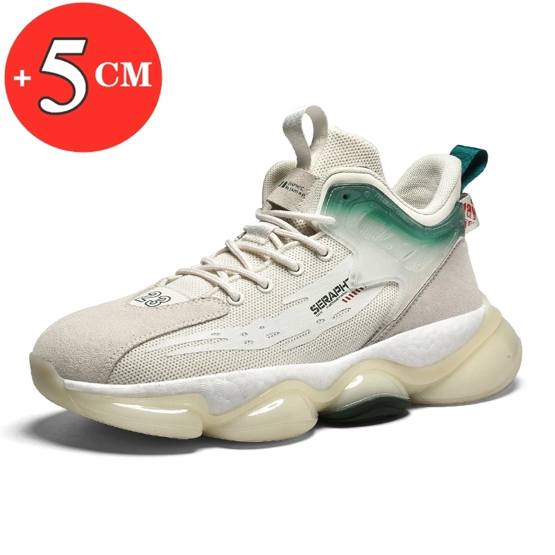 

Man Lift Shoes Inserts for Men Heel Pads Lightweight Mesh Sneakers Height Increase Insoles 5cm Breathable Tennis Platform Wedge