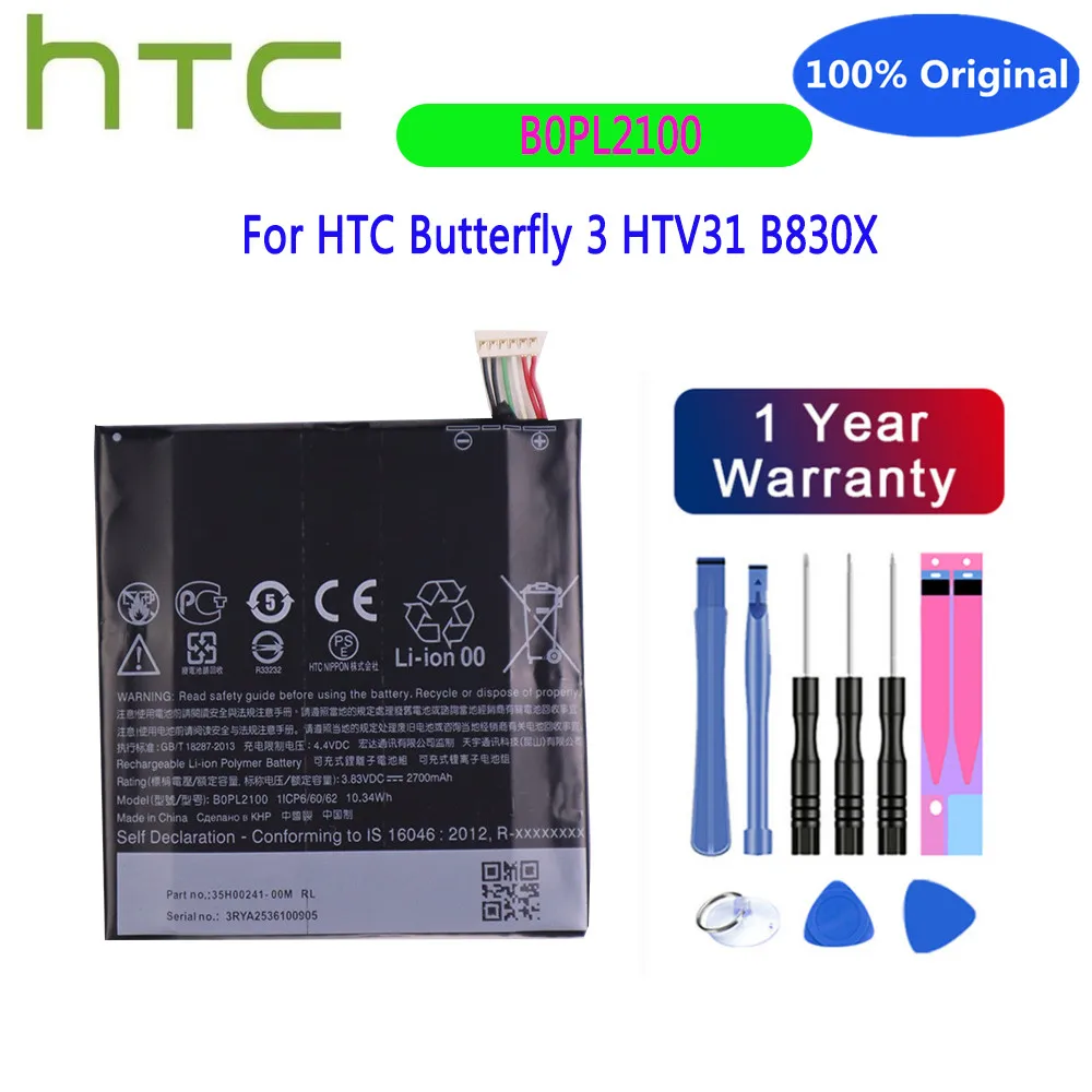 

Новый оригинальный аккумулятор HTC BOPL2100 для HTC Butterfly 3 HTV31 B830X B0PL2100 2700 мАч сменные батареи для телефона большой емкости