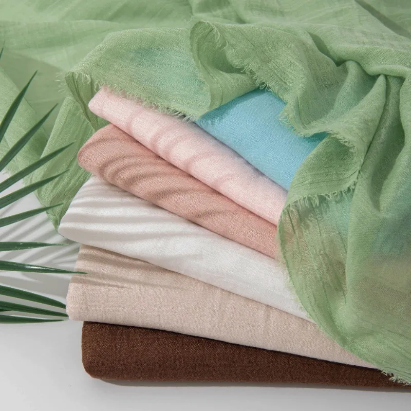 Cotton and Linen Scarves Womens Solid Color Scarves Warm Shawls, Simple Retro Style Scarves with Fringed Edges