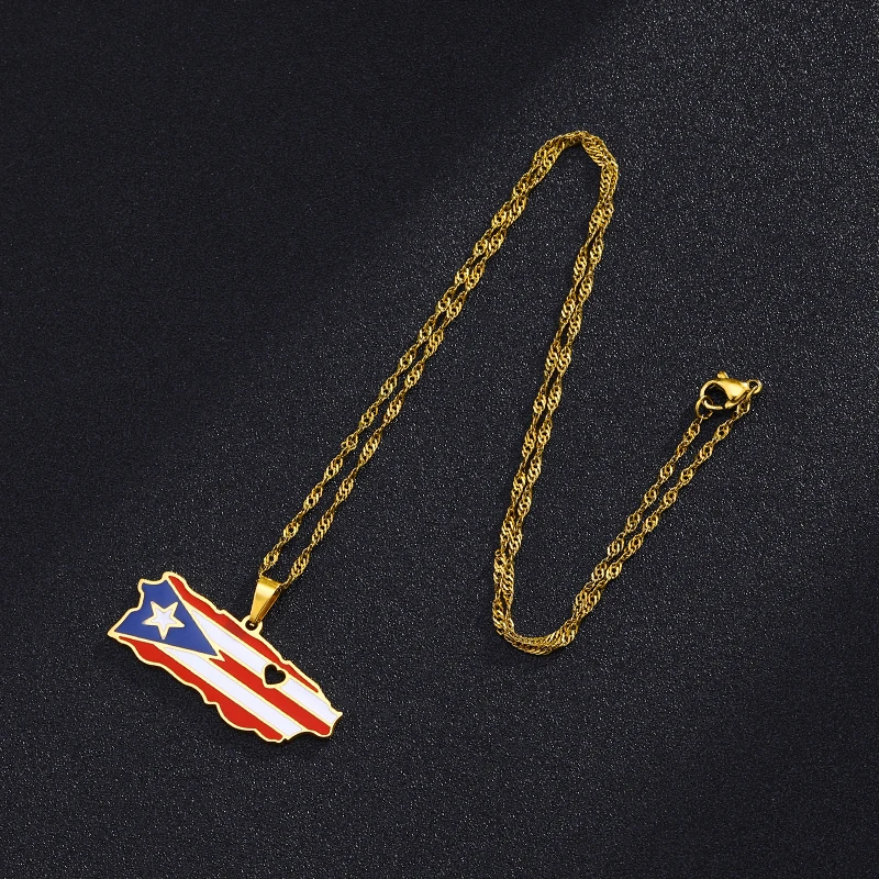 Puerto Rico Flag Necklace Stainless Steel 4