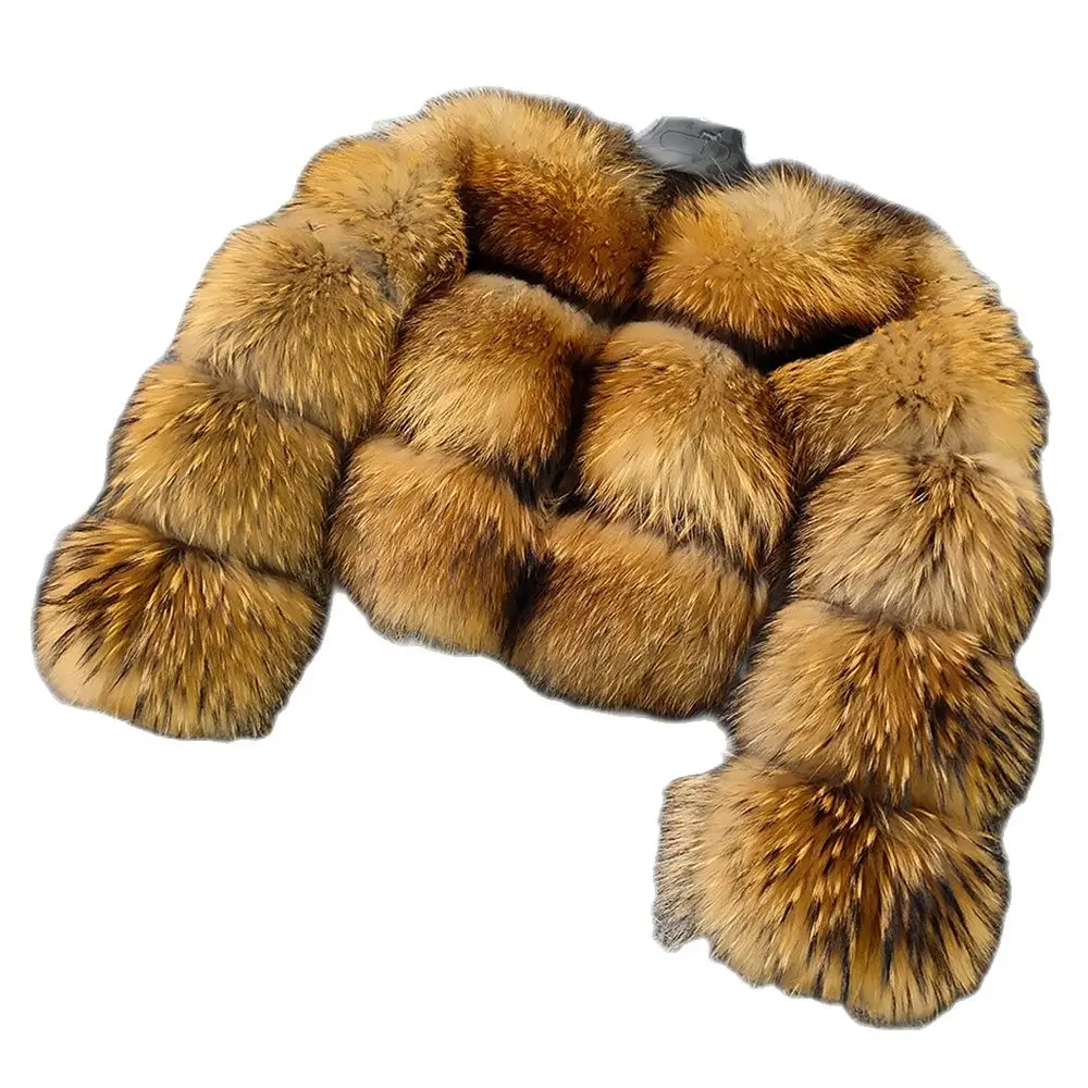 

Furbility 2022 winter fur coats 100% natural fur jackets female winter warm raccoon fur coat high quality fox fur jacket